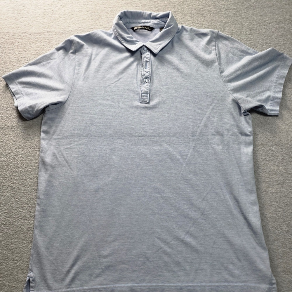 TravisMathew Mens Pima Cotton Blend Polo Shirt Light Blue Heather Large L